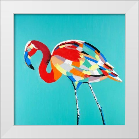 Abstract Flamingo White Modern Wood Framed Art Print by Atelier B Art Studio