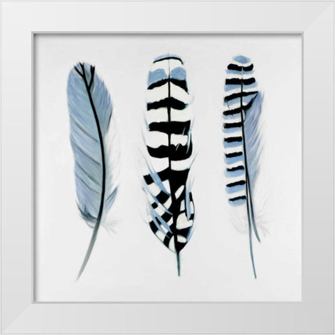 Delicate Feathers White Modern Wood Framed Art Print by Atelier B Art Studio