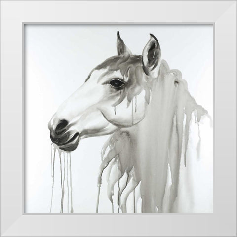 Beautiful White Horse White Modern Wood Framed Art Print by Atelier B Art Studio