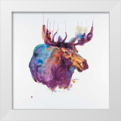 Abstract Moose White Modern Wood Framed Art Print by Atelier B Art Studio