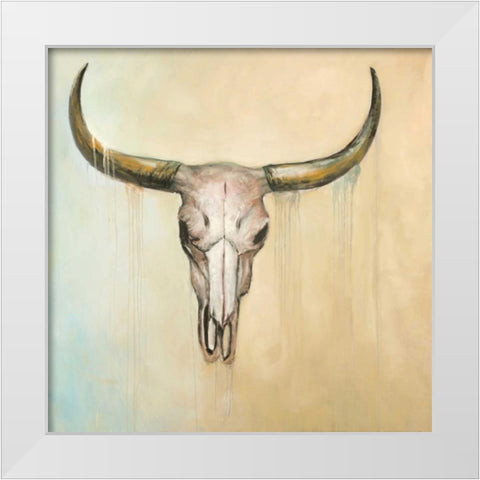 Cow Skull White Modern Wood Framed Art Print by Atelier B Art Studio