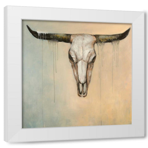 Bull Skull White Modern Wood Framed Art Print by Atelier B Art Studio
