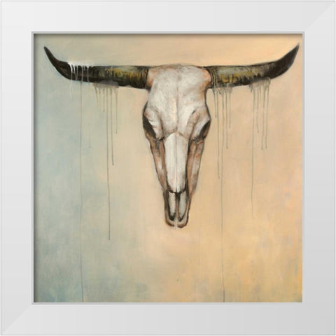 Bull Skull White Modern Wood Framed Art Print by Atelier B Art Studio