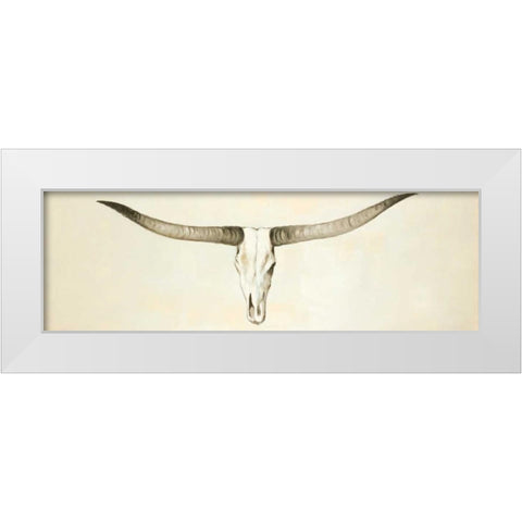 Longhorn Cattle Skull  White Modern Wood Framed Art Print by Atelier B Art Studio