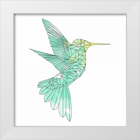 Geographic Hummingbird White Modern Wood Framed Art Print by Atelier B Art Studio