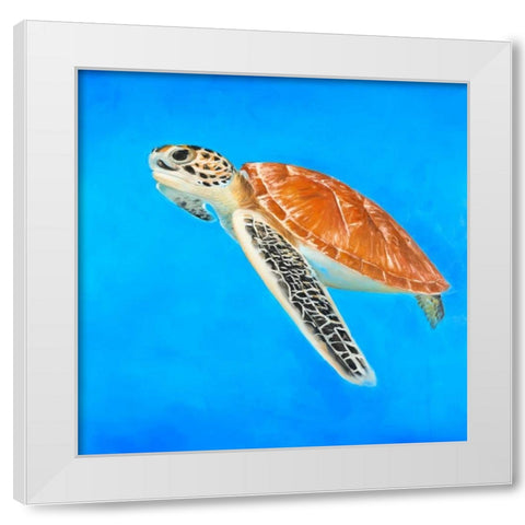 Sea Turtle White Modern Wood Framed Art Print by Atelier B Art Studio