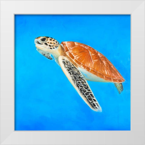 Sea Turtle White Modern Wood Framed Art Print by Atelier B Art Studio