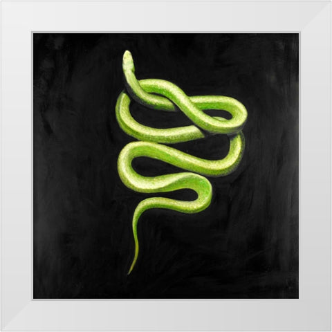 Green Snake White Modern Wood Framed Art Print by Atelier B Art Studio