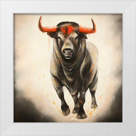 Monochrome Bull White Modern Wood Framed Art Print by Atelier B Art Studio