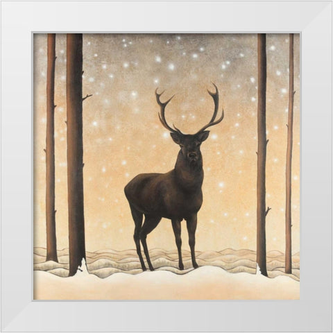 Roe Deer in Winter White Modern Wood Framed Art Print by Atelier B Art Studio