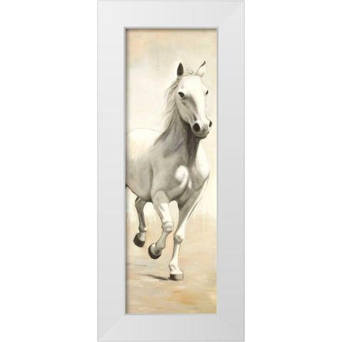 Gallant White Horse White Modern Wood Framed Art Print by Atelier B Art Studio