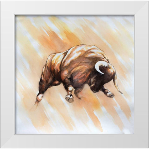 Bull to Attack White Modern Wood Framed Art Print by Atelier B Art Studio