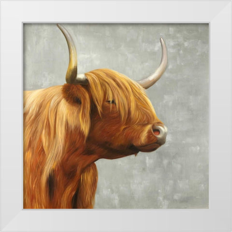 Beautiful Higland Cattle White Modern Wood Framed Art Print by Atelier B Art Studio
