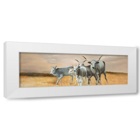 Nguni Cattle White Modern Wood Framed Art Print by Atelier B Art Studio