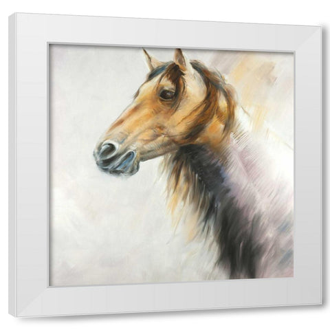 Horse Portrait White Modern Wood Framed Art Print by Atelier B Art Studio