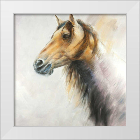 Horse Portrait White Modern Wood Framed Art Print by Atelier B Art Studio