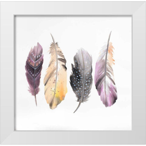 Small Feminine Feathers White Modern Wood Framed Art Print by Atelier B Art Studio
