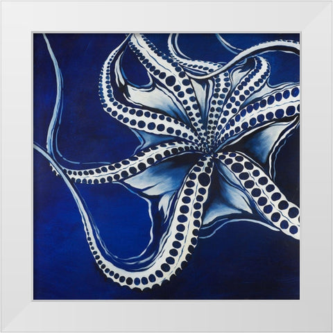 Octopus White Modern Wood Framed Art Print by Atelier B Art Studio