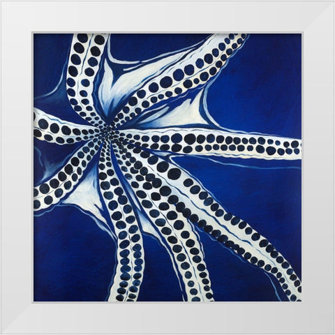 Swimming Octopus White Modern Wood Framed Art Print by Atelier B Art Studio