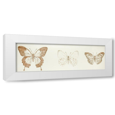 Butterflies Sketch White Modern Wood Framed Art Print by Atelier B Art Studio