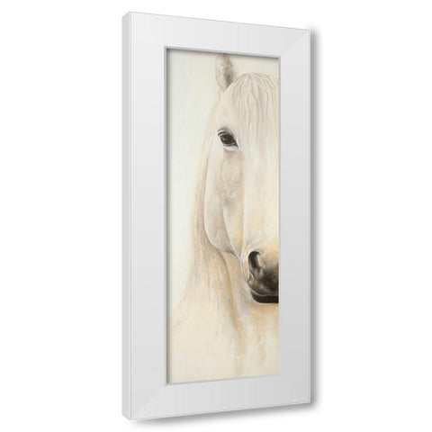 Half Portrait of a Smiling Horse White Modern Wood Framed Art Print by Atelier B Art Studio