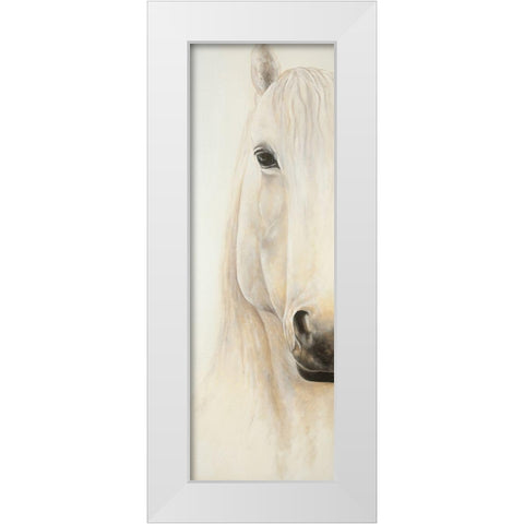 Half Portrait of a Smiling Horse White Modern Wood Framed Art Print by Atelier B Art Studio
