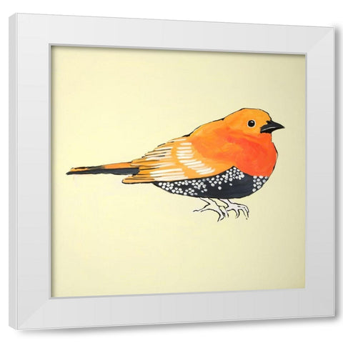 LITTLE ORANGE BIRD ILLUSTRATION White Modern Wood Framed Art Print by Atelier B Art Studio