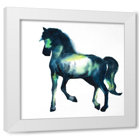 Calm Colorful Horse White Modern Wood Framed Art Print by Atelier B Art Studio