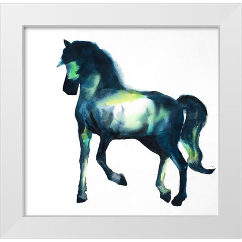 Calm Colorful Horse White Modern Wood Framed Art Print by Atelier B Art Studio