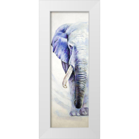 HALF HEAD COLORFUL ELEPHANT White Modern Wood Framed Art Print by Atelier B Art Studio