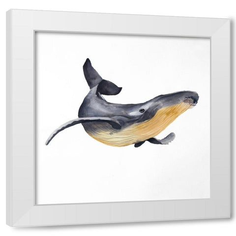 BLUE WHALE White Modern Wood Framed Art Print by Atelier B Art Studio