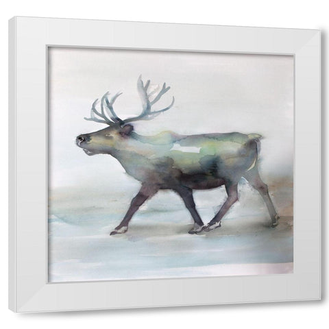 CARIBOU White Modern Wood Framed Art Print by Atelier B Art Studio