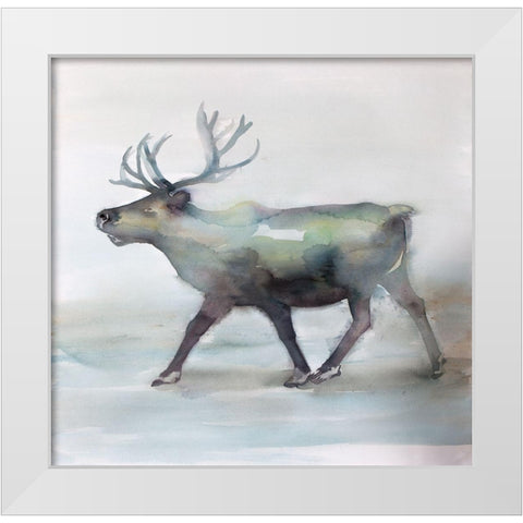 CARIBOU White Modern Wood Framed Art Print by Atelier B Art Studio