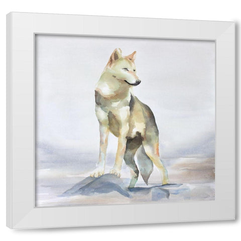 WOLF White Modern Wood Framed Art Print by Atelier B Art Studio