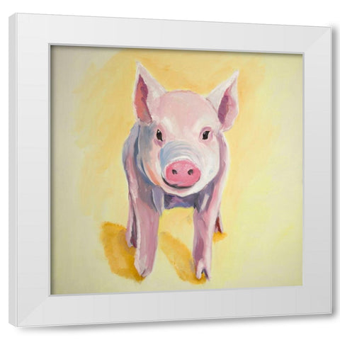 SOLITARY PIG White Modern Wood Framed Art Print by Atelier B Art Studio