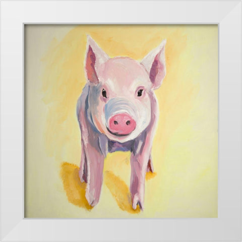 SOLITARY PIG White Modern Wood Framed Art Print by Atelier B Art Studio