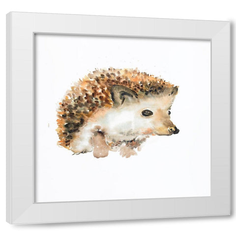 WATERCOLOR HEDGEHOG White Modern Wood Framed Art Print by Atelier B Art Studio