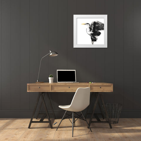 HERON White Modern Wood Framed Art Print by Atelier B Art Studio