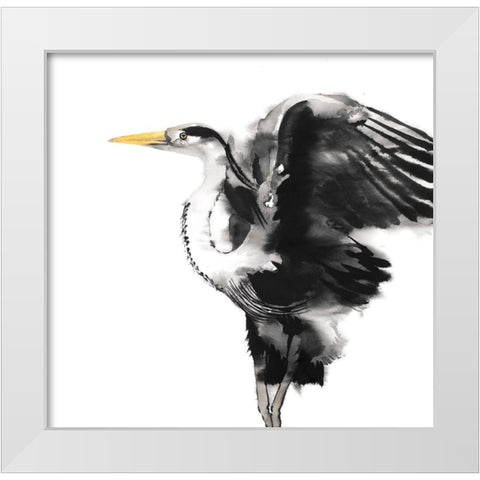HERON White Modern Wood Framed Art Print by Atelier B Art Studio
