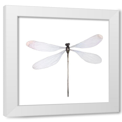 MINIMALIST DRAGONFLY White Modern Wood Framed Art Print by Atelier B Art Studio