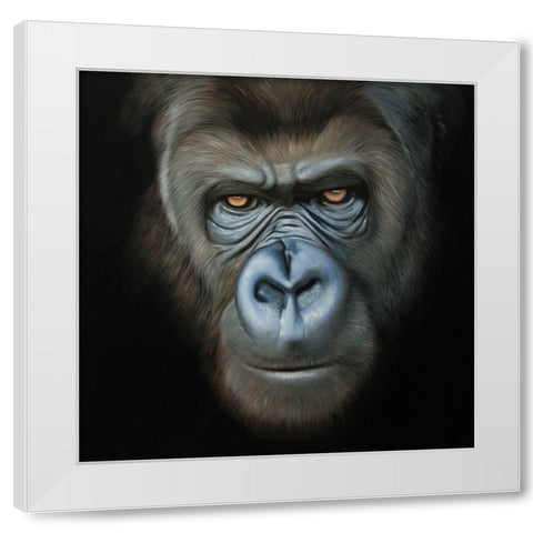 GORILLA FACE White Modern Wood Framed Art Print by Atelier B Art Studio