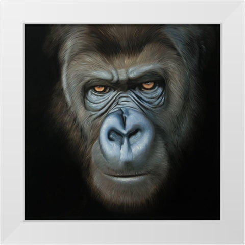 GORILLA FACE White Modern Wood Framed Art Print by Atelier B Art Studio