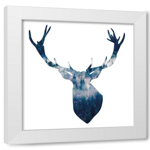 DEER HEAD LANDSCAPE White Modern Wood Framed Art Print by Atelier B Art Studio