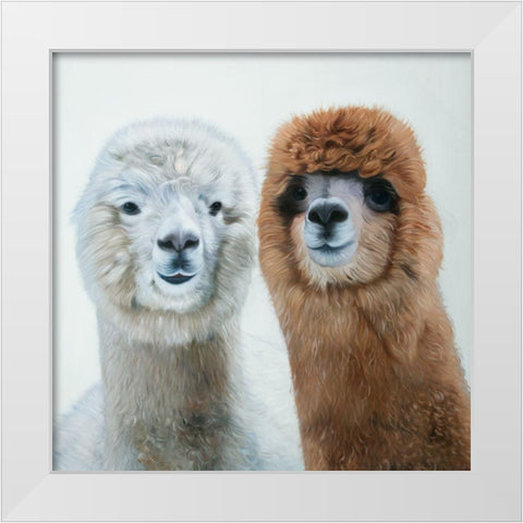 TWO LAMAS White Modern Wood Framed Art Print by Atelier B Art Studio