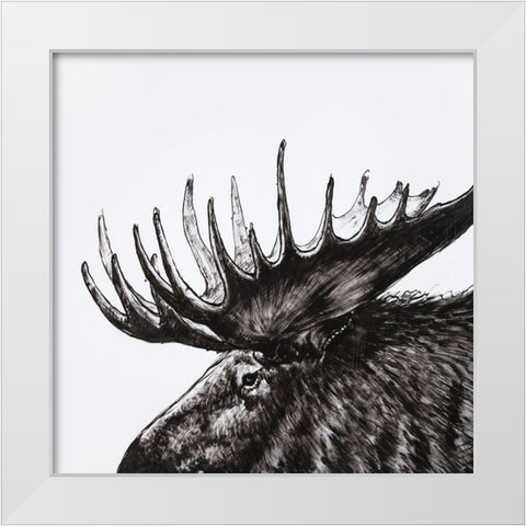 MOOSE PLUME White Modern Wood Framed Art Print by Atelier B Art Studio