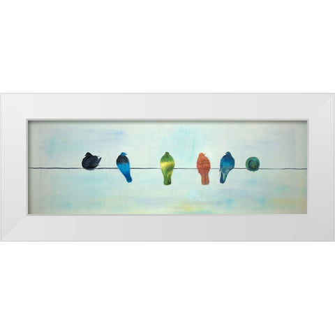 PERCHED ABSTRACT BIRDS White Modern Wood Framed Art Print by Atelier B Art Studio