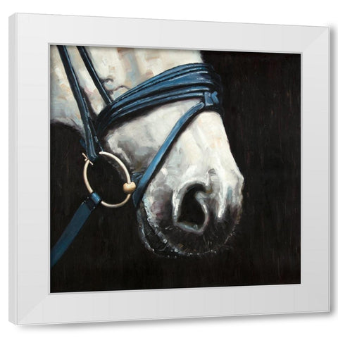 HORSE WITH HARNESS White Modern Wood Framed Art Print by Atelier B Art Studio