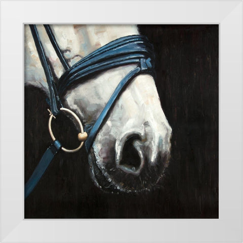 HORSE WITH HARNESS White Modern Wood Framed Art Print by Atelier B Art Studio