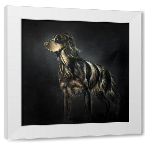 PICARD SPANIEL White Modern Wood Framed Art Print by Atelier B Art Studio