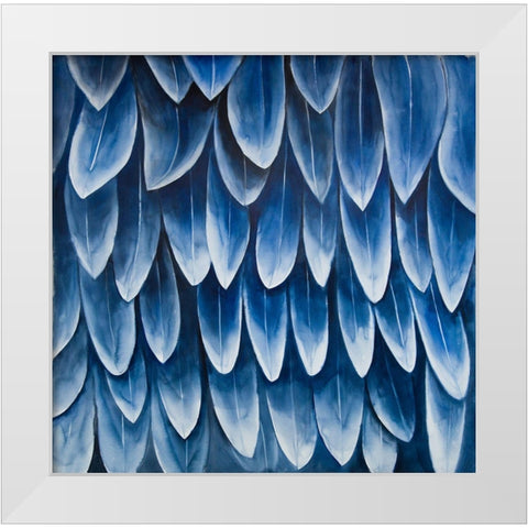 PLUMAGE BLUE White Modern Wood Framed Art Print by Atelier B Art Studio